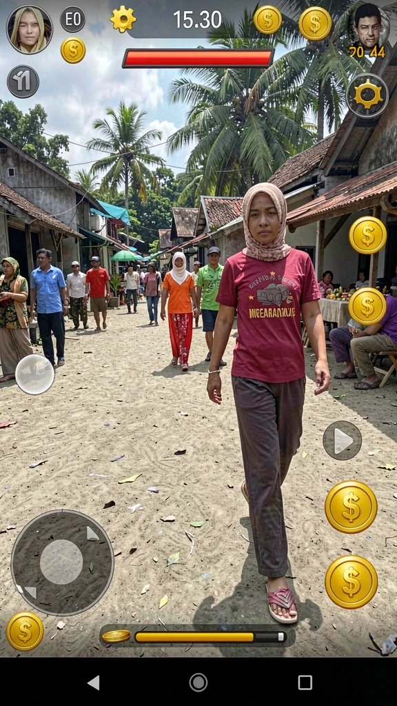 Karakter-karakter unik yang menggambarkan budaya Asia.