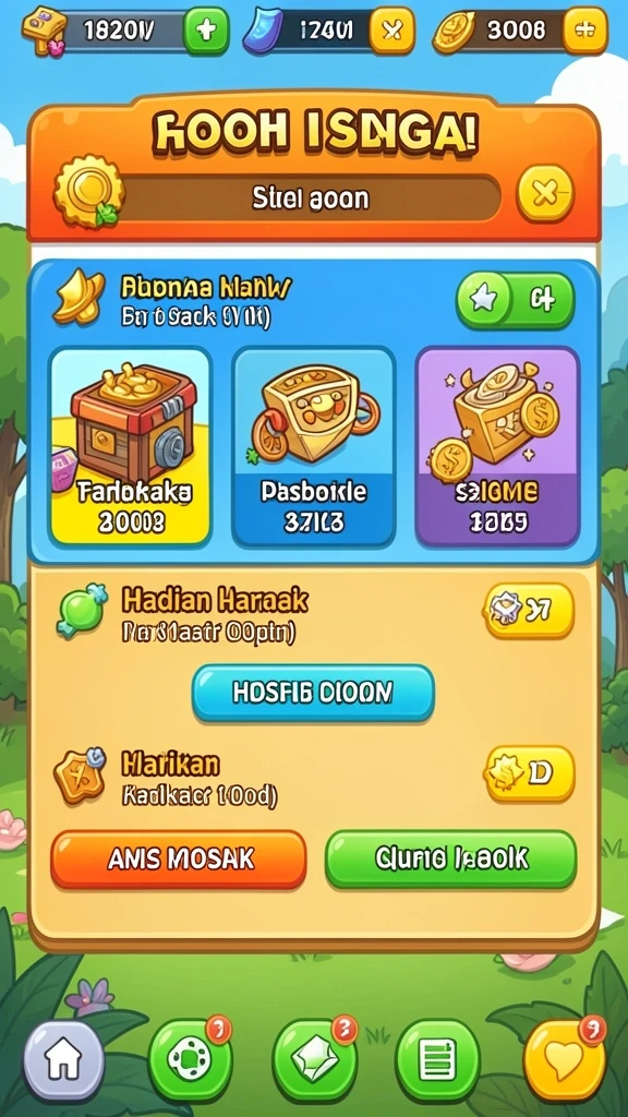 Menu pengaturan untuk kustomisasi karakter.